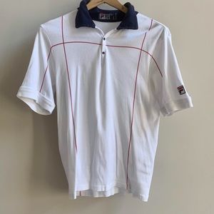 Men’s Fila White Line Polo with Red Stripes